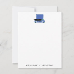 Vintage Record Player in Blue Personalised Card