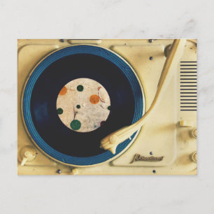 Vintage Record player Postcard
