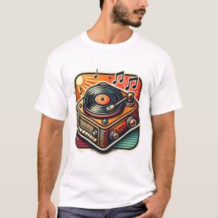 Vintage Record Player Sticker - Music Lover  T-Shirt