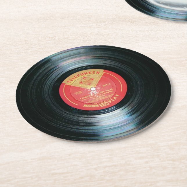 vintage record vinyl coaster (Angled)