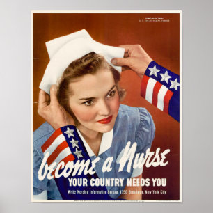 Vintage Recruitment Poster for Nurses,