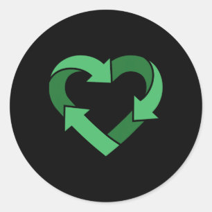 Vintage Recycle Logo Heart Shaped Earth Day Nature Classic Round Sticker
