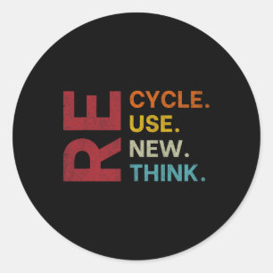 Vintage Recycle Reuse Renew Rethink Earth Day Envi Classic Round Sticker
