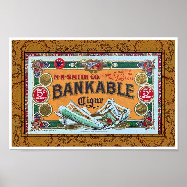 VINTAGE 'RECYCLED ART' PRINT CIGAR BOX 1920 (Front)