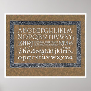 VINTAGE RECYCLED ART PRINT 'LETTERING ALPHABET'