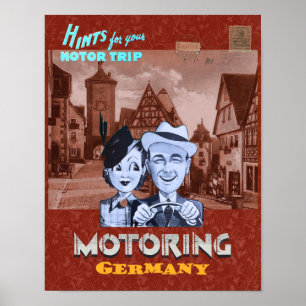 VINTAGE RECYCLED ART PRINT MOTORING GERMANY