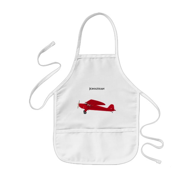 Vintage Red Airplane Kid's Apron (Front)