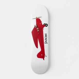 Vintage Red Airplane Skateboard