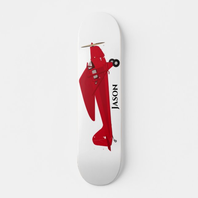 Vintage Red Airplane Skateboard (Front)