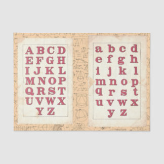 Vintage Red Alphabet Typography Mathematic Collage Tissue Paper