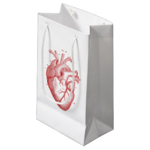Vintage Red Anatomical Heart Small Gift Bag