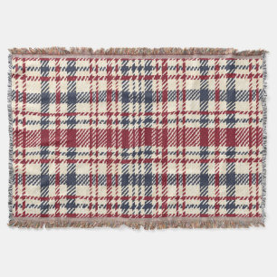 Vintage Red and Beige Plaid Pattern Throw Blanket
