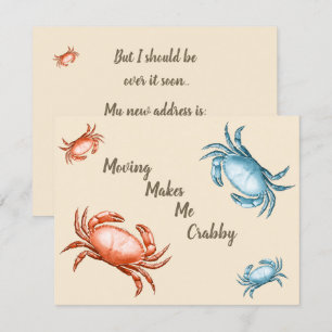 Vintage Red and Blue Crabs Moving Makes me Crabby  Card