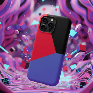 Vintage Red and blue on black Simple Colour block