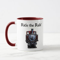 Vintage Red and Blue Train Locomotive Drawing