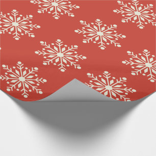 Vintage Red and Cream Snowflake Wrapping Paper