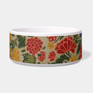 Vintage Red and Gold Crewel Floral Pattern