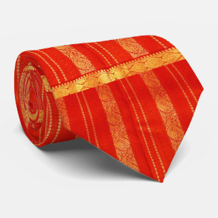 Vintage Red and Gold Indian Sari Silk Tie** Tie
