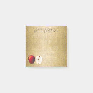 Vintage Red and Golden Apples Monogrammed Gold 3x3 Post-it Notes