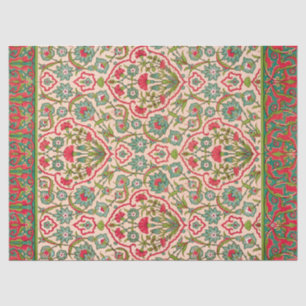 Vintage Red and Green Arabic Floral Pattern Tissue Paper
