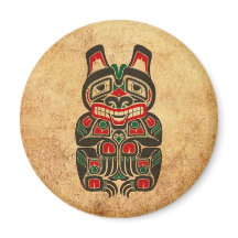 Vintage Red and Green Haida Spirit Bear
