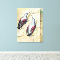 Vintage Red and Grey Bird Watercolor Art