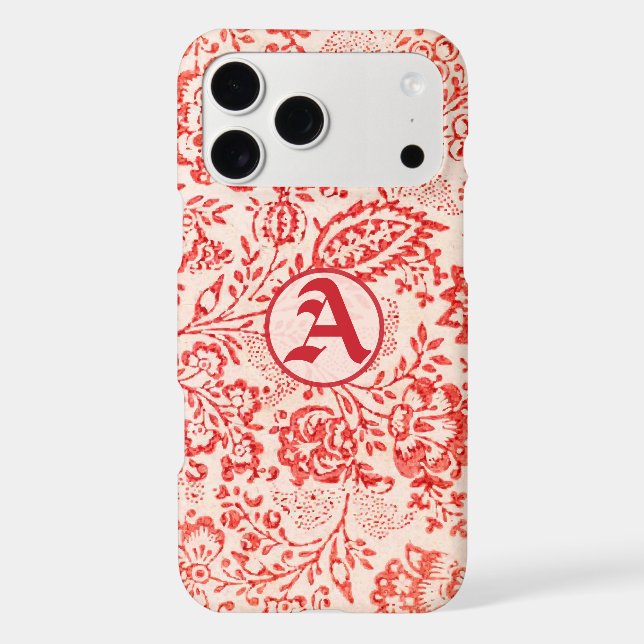 Vintage Red and Pink  Damask Personalised iPhone (Back)