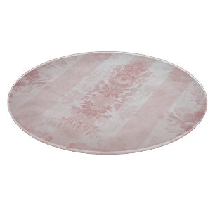 Vintage Red and White Damask Stripes on Satin Cutting Board