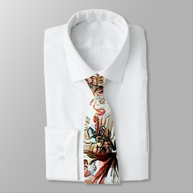 Vintage red and white floral tie (Tied)