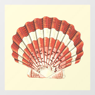 Vintage Red and White Scallop Shell Nautical Art Window Cling