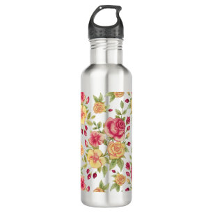 Vintage Red and Yellow Roses and Rose Bud Pattern 710 Ml Water Bottle