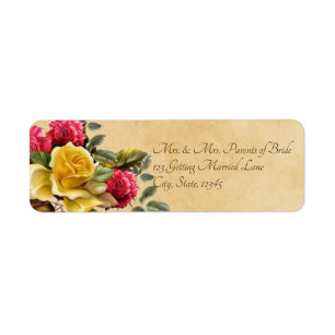 Vintage Red and Yellow Roses Floral
