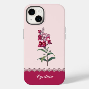 Vintage Red Anterinum Flower with Pink Accents Cas Case-Mate iPhone 14 Case