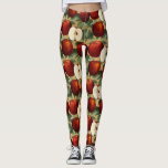 Vintage Red Apple Botanical Gold Alphabet Leggings<br><div class="desc">These elegant leggings featuresa gold alphabet background with red apples along with a sliced ones and green leaves. Wear them in style!! Designed by world renowned artist ©Tim Coffey</div>
