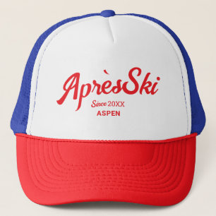 Vintage Red Apres Ski Custom Ski Resort Party Trucker Hat