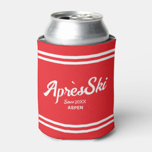 Vintage Red Apres Ski Custom Ski Resort & Year Can Cooler