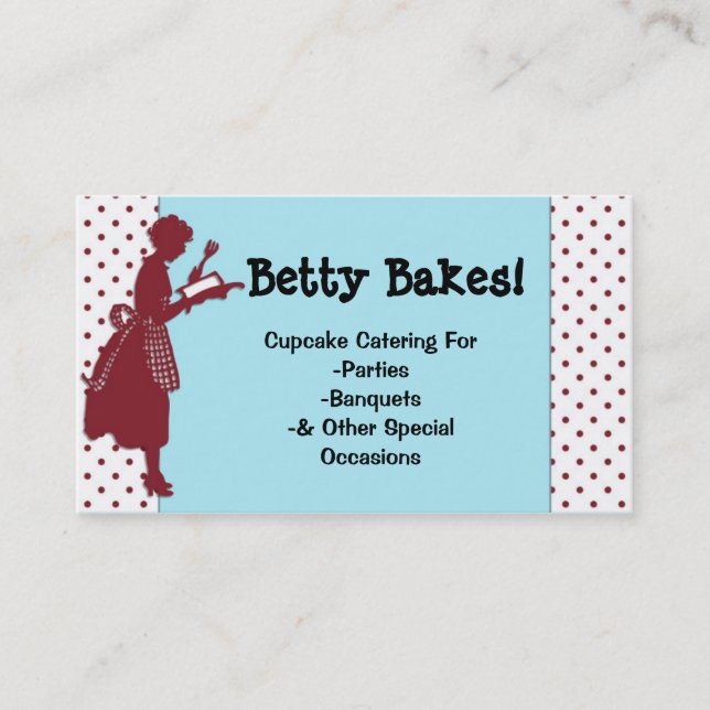 Vintage Red & Aqua Cooking Related Business Card (Front)