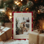 Vintage Red Beige Plaid Christmas Portrait Photo Holiday Card<br><div class="desc">Bring a touch of vintage charm to your holiday greetings with this red and beige plaid, perfect for your Christmas photo cards. The warm beige and deep red tones are accented with subtle green lines, creating a cosy and inviting design. Ideal for highlighting your cherished holiday moments, this background adds...</div>