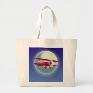 Vintage Red Biplane Large Tote Bag