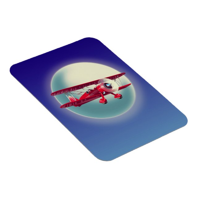 Vintage Red Biplane Magnet (Right Side)