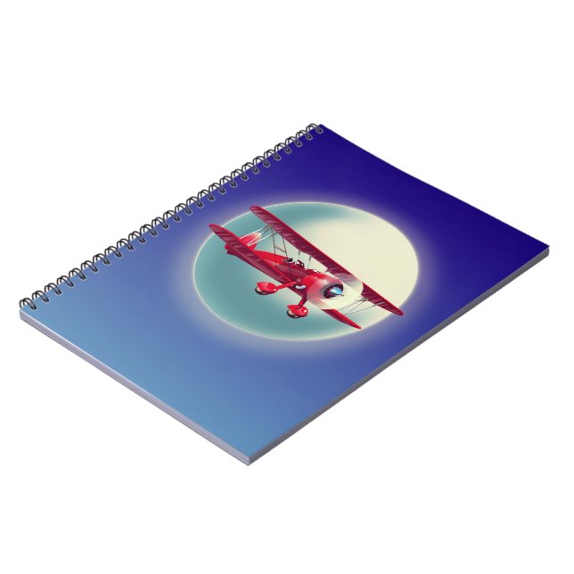 Vintage Red Biplane Notebook (Left Side)