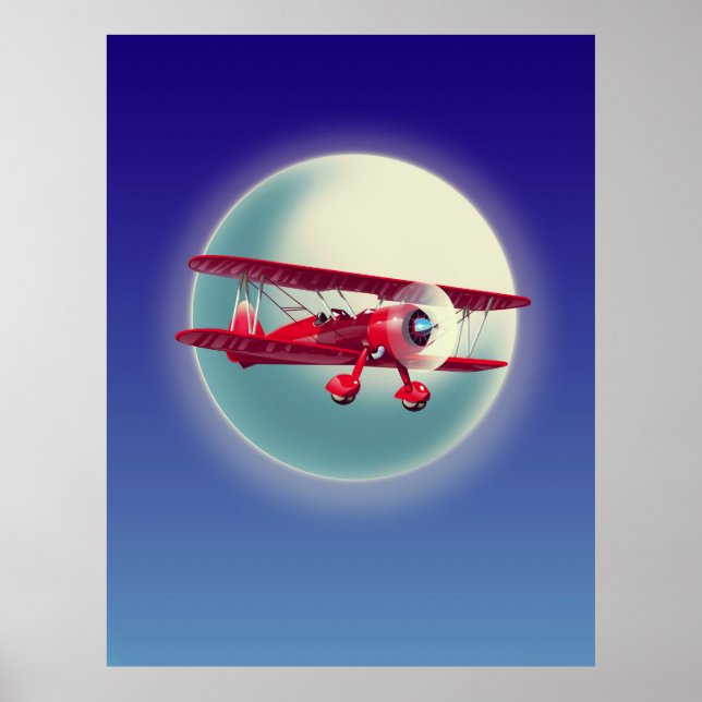 Vintage Red Biplane Poster (Front)