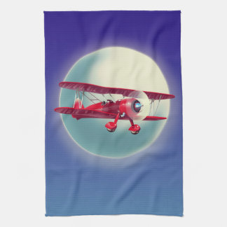 Vintage Red Biplane Tea Towel
