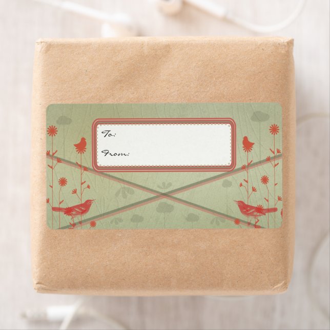 Vintage Red Birds Christmas Gift Tags (Insitu)
