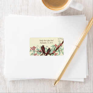 Vintage Red Birds Coral flowering Branch Labels