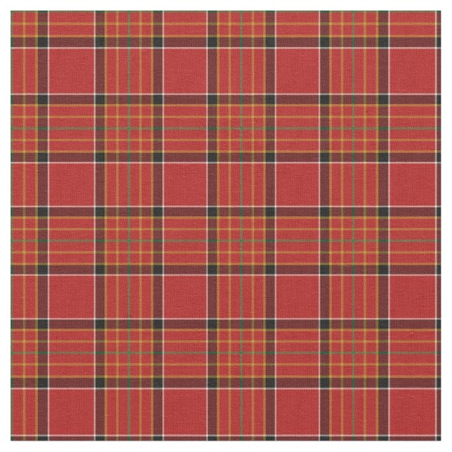 Vintage Red, Black, and Gold Plaid Fabric (Close Up)