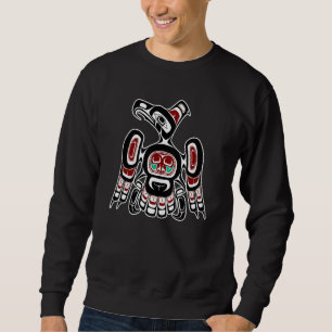 Vintage Red Black Haida Kaigani Thunderbird Native Sweatshirt