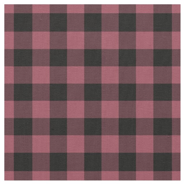 Vintage Red & Black Plaid Gingham Fabric (Close Up)