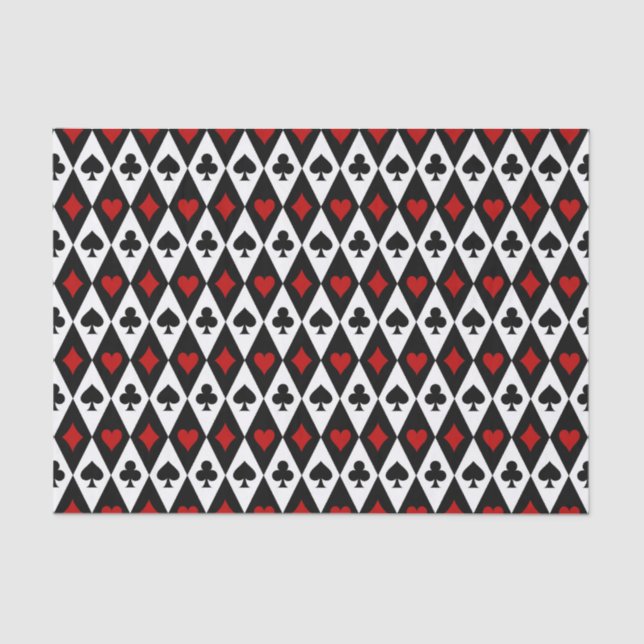 Vintage Red Black Playing Cards Symbols Tissue Paper (Front)