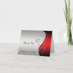Vintage Red Black Silver Thank You